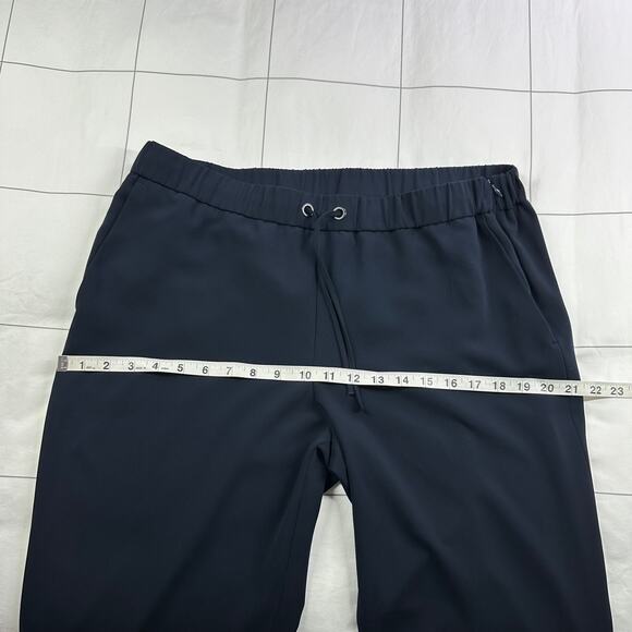 Akris Punto Pants Womens 12 Navy Blue Mike Split Hem Crepe Drawstring Minimalist - Picture 10 of 14